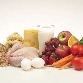 Aliments protéinés et fruits dans un régime à six pétales
